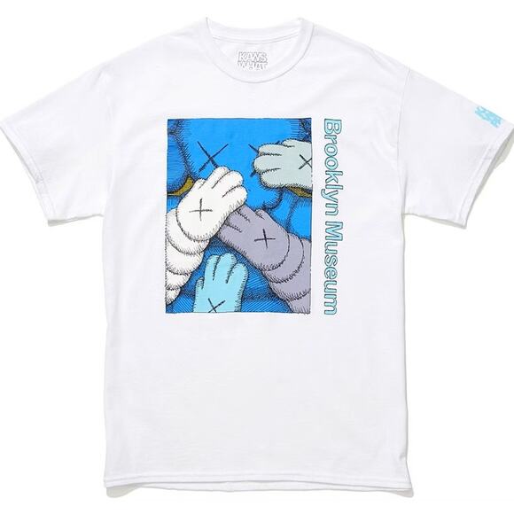 KAWS Brooklyn Museum URGE T-Shirt White/Cyan Size Large - Picture 1 of 7